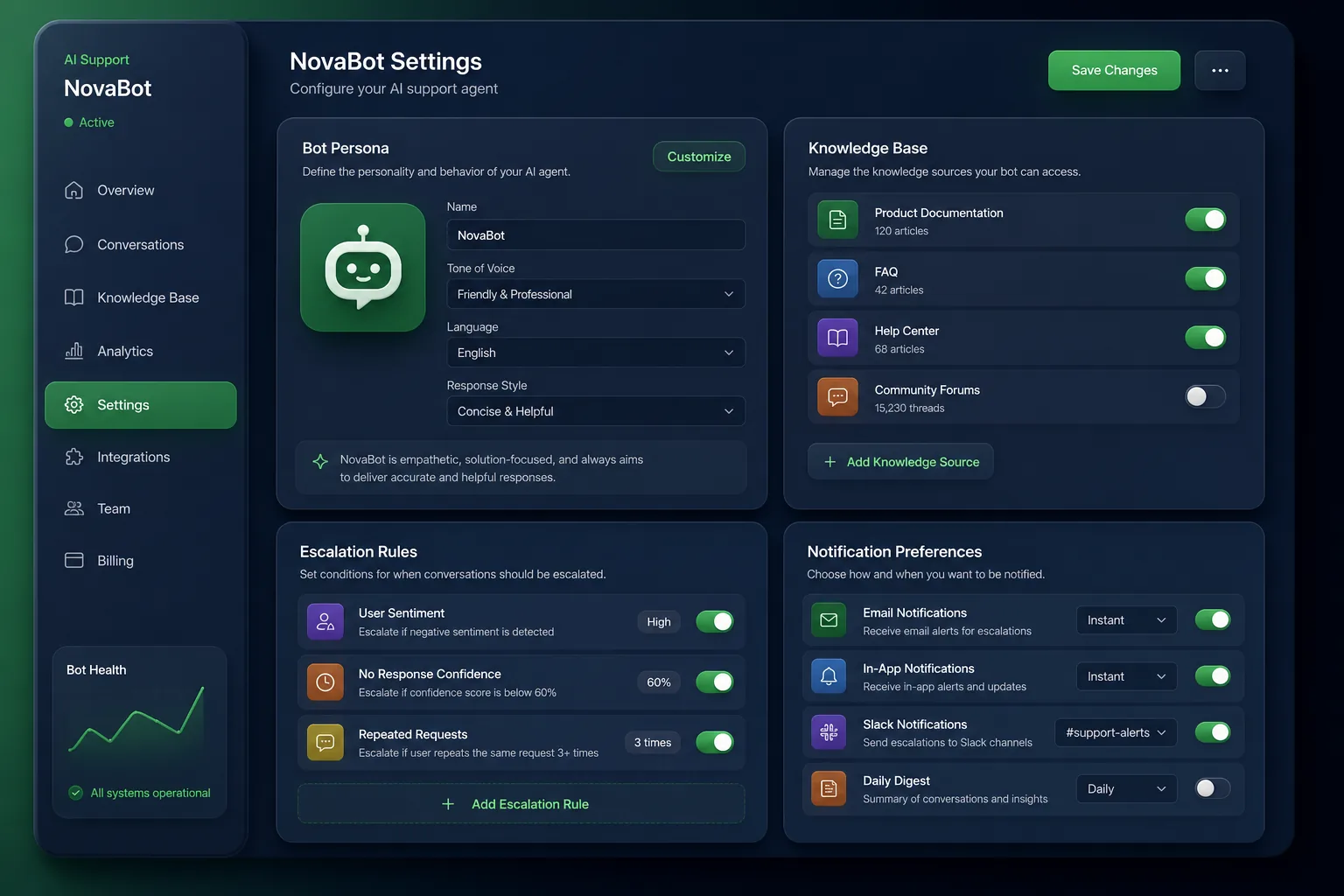 TDM TheDevMasters AI Learning Platform — settings and configuration