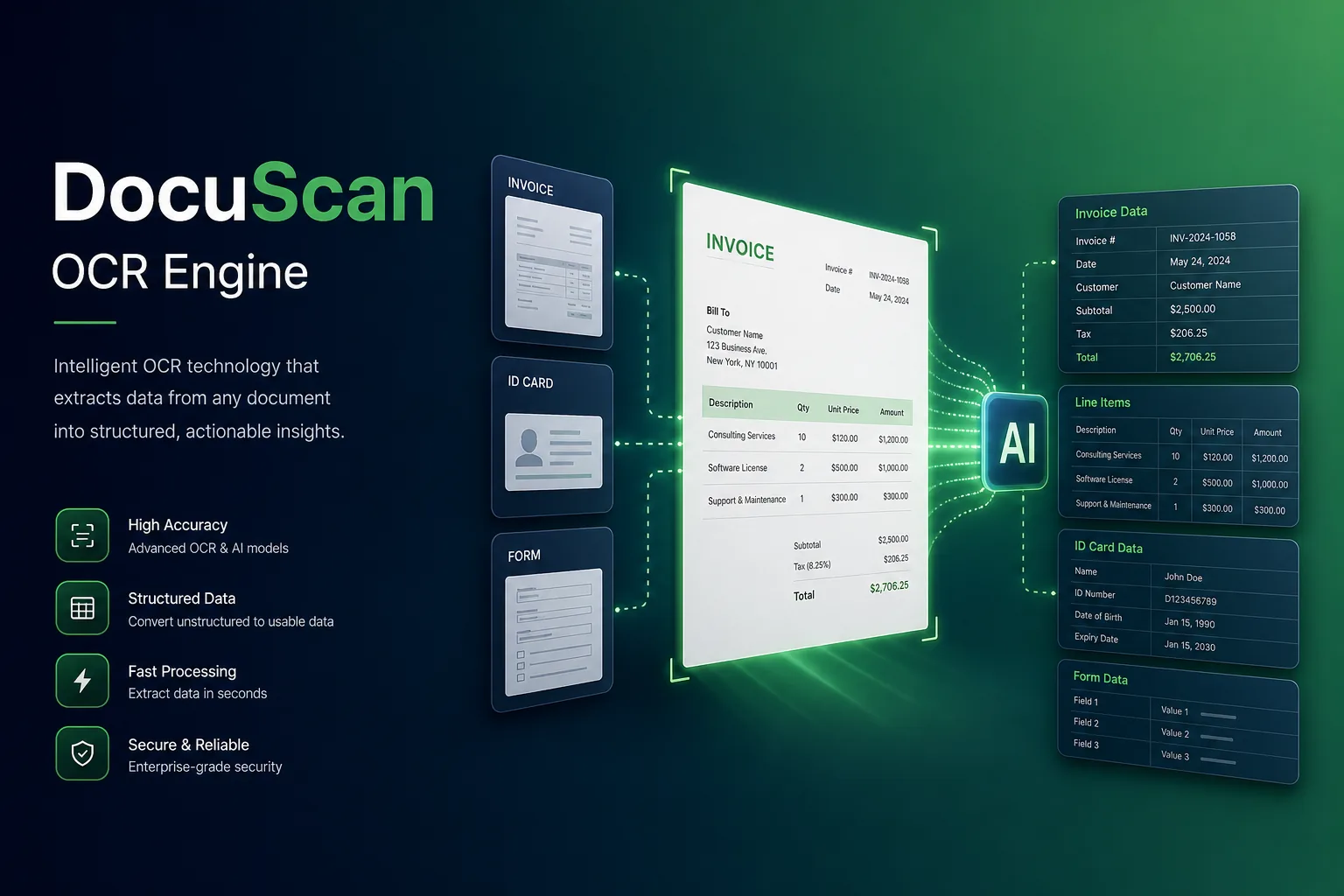 OCR Data Extraction for Invoices and IDs