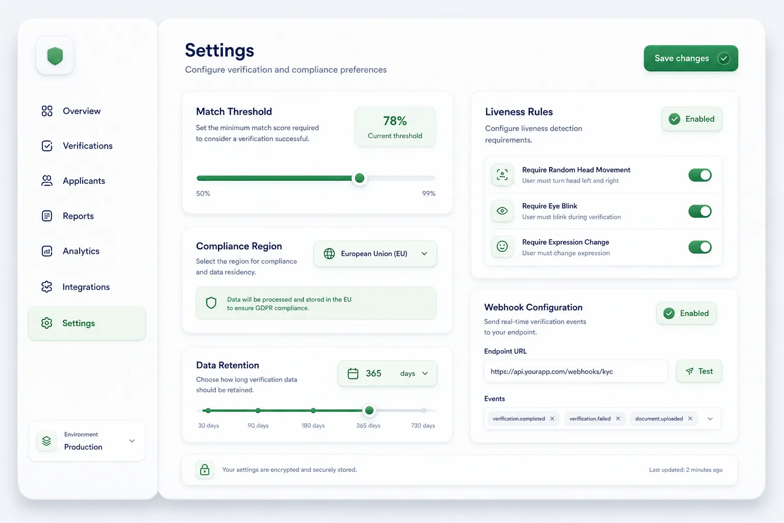 Web-Based Face Recognition Platform — settings and configuration