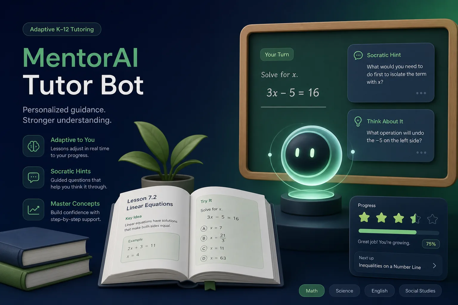 Adaptive AI Tutor with Socratic Hints