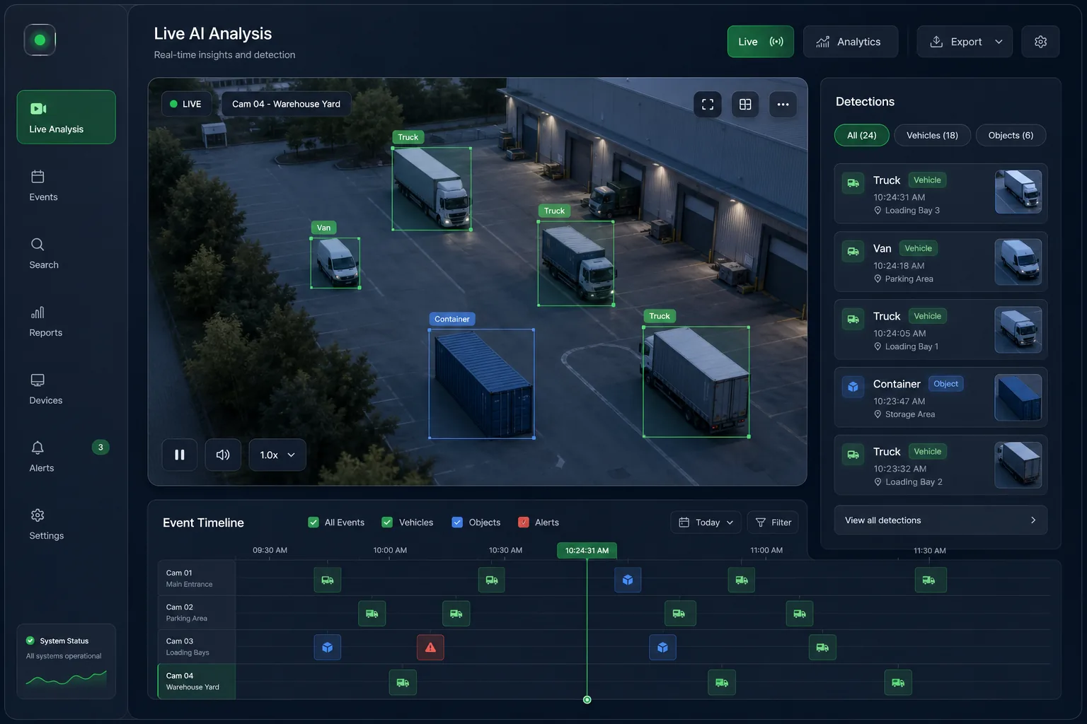 CCTV Video Analytics for Safety and PPE — core workflow screen
