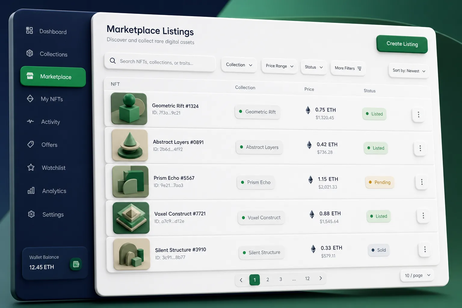 Multi-Chain NFT Marketplace with Auctions — browse and list view