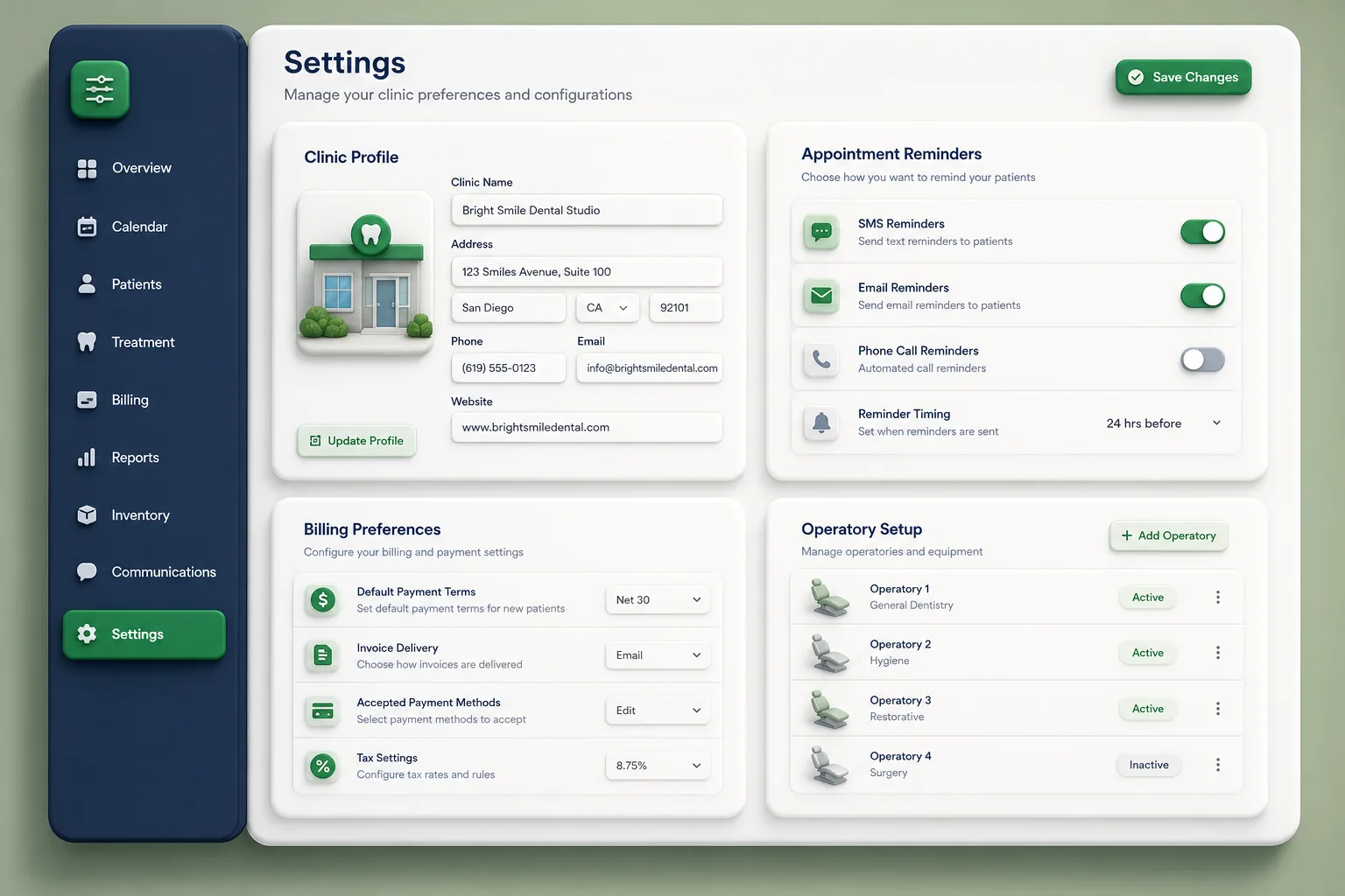 CareStack — settings and configuration