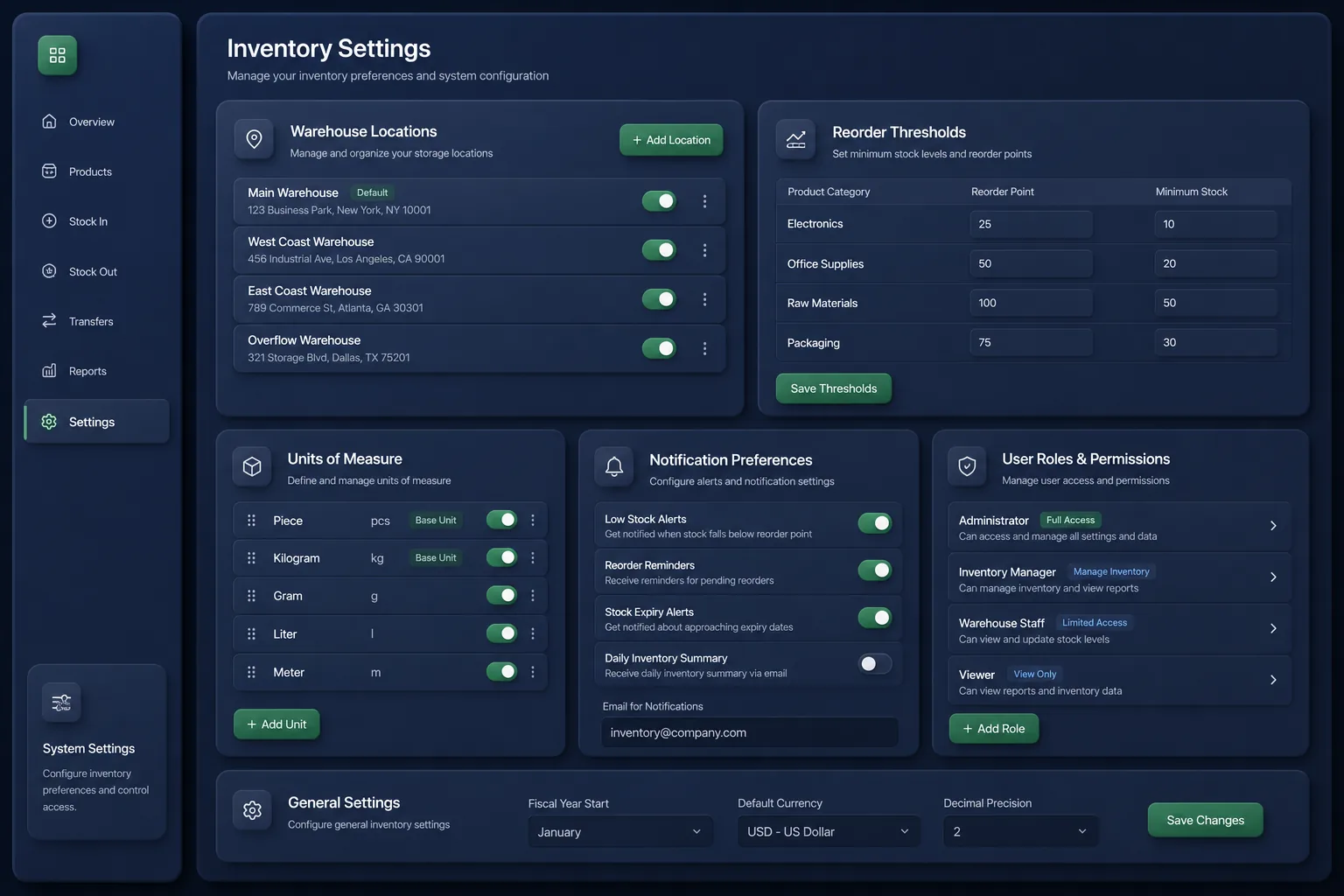 Offline Retail Inventory and Billing App — settings and configuration