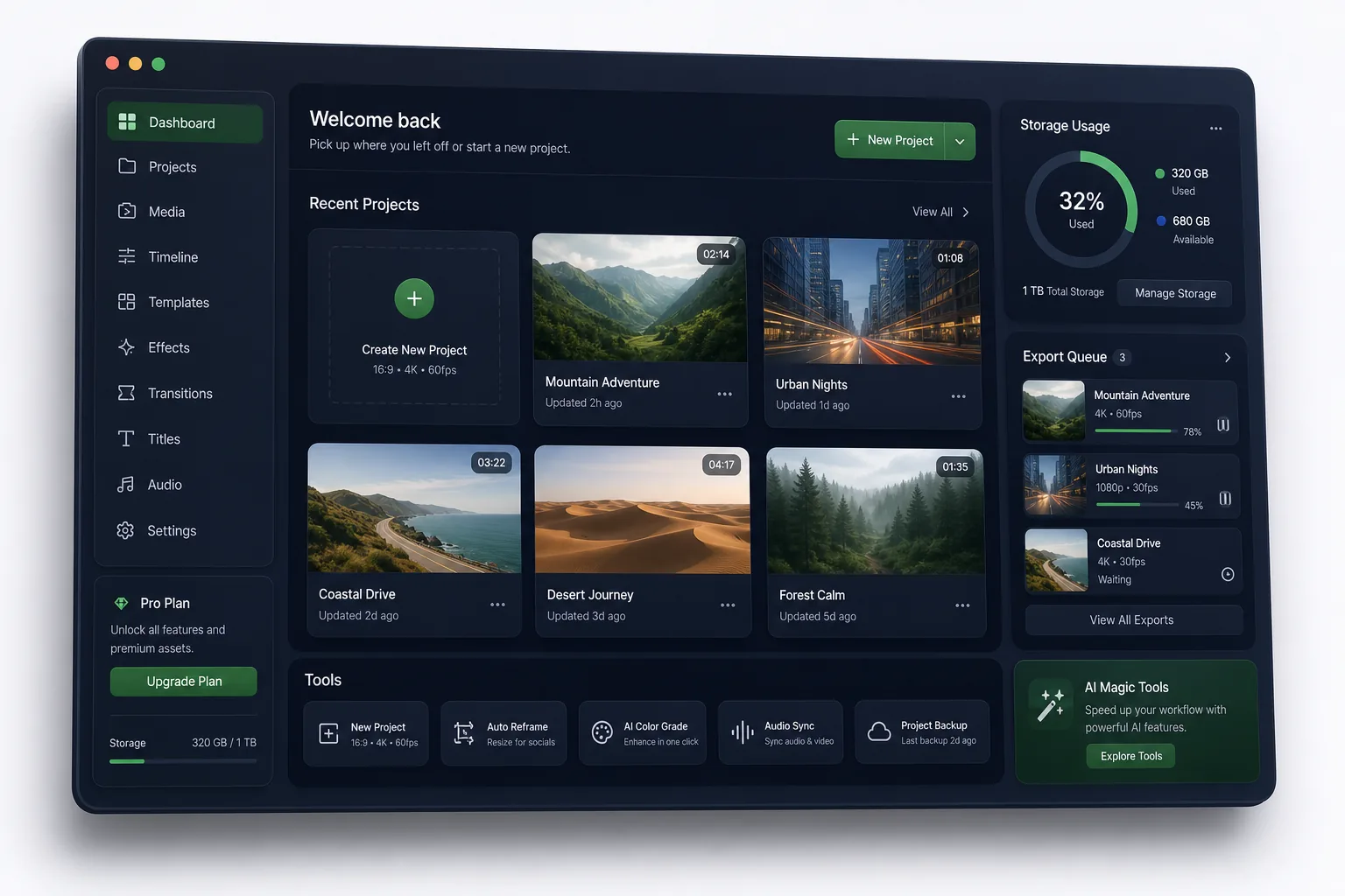 Opus Clip AI Video Clipping Platform — dashboard overview