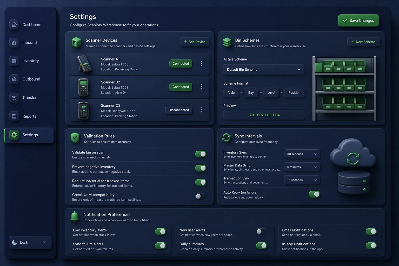Barcode Pick, Pack and Dispatch System — settings and configuration