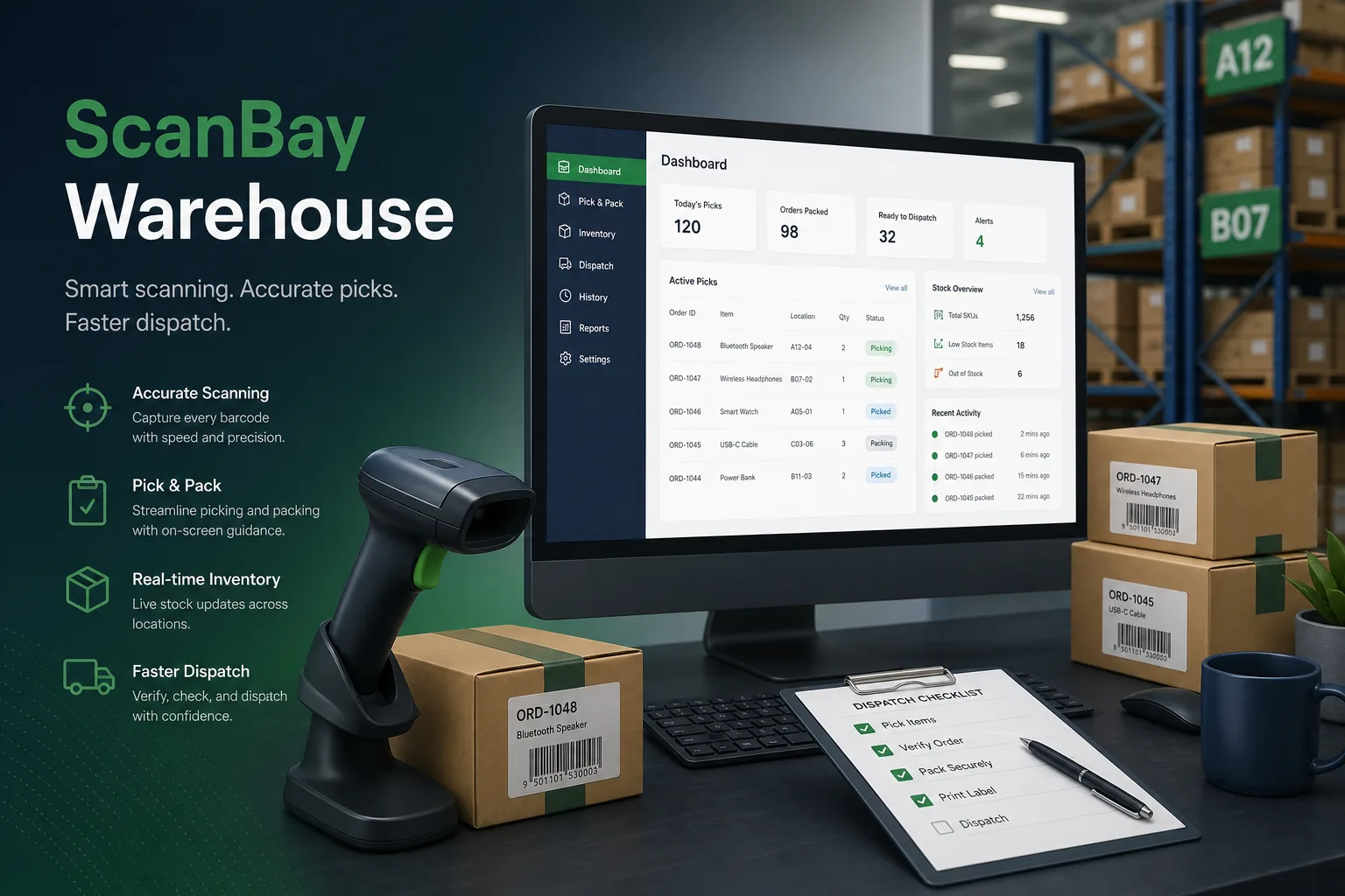 Barcode Pick, Pack and Dispatch System