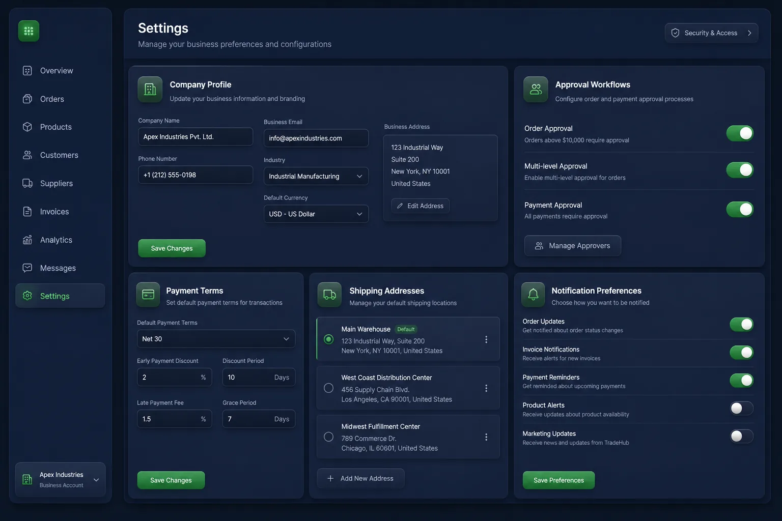 B2B Ordering Portal with Quote Approvals — settings and configuration
