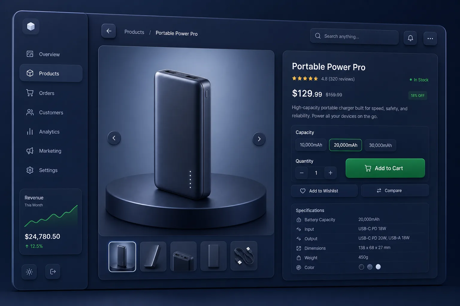 Electronics Store with EMI and Trade-In — core workflow screen