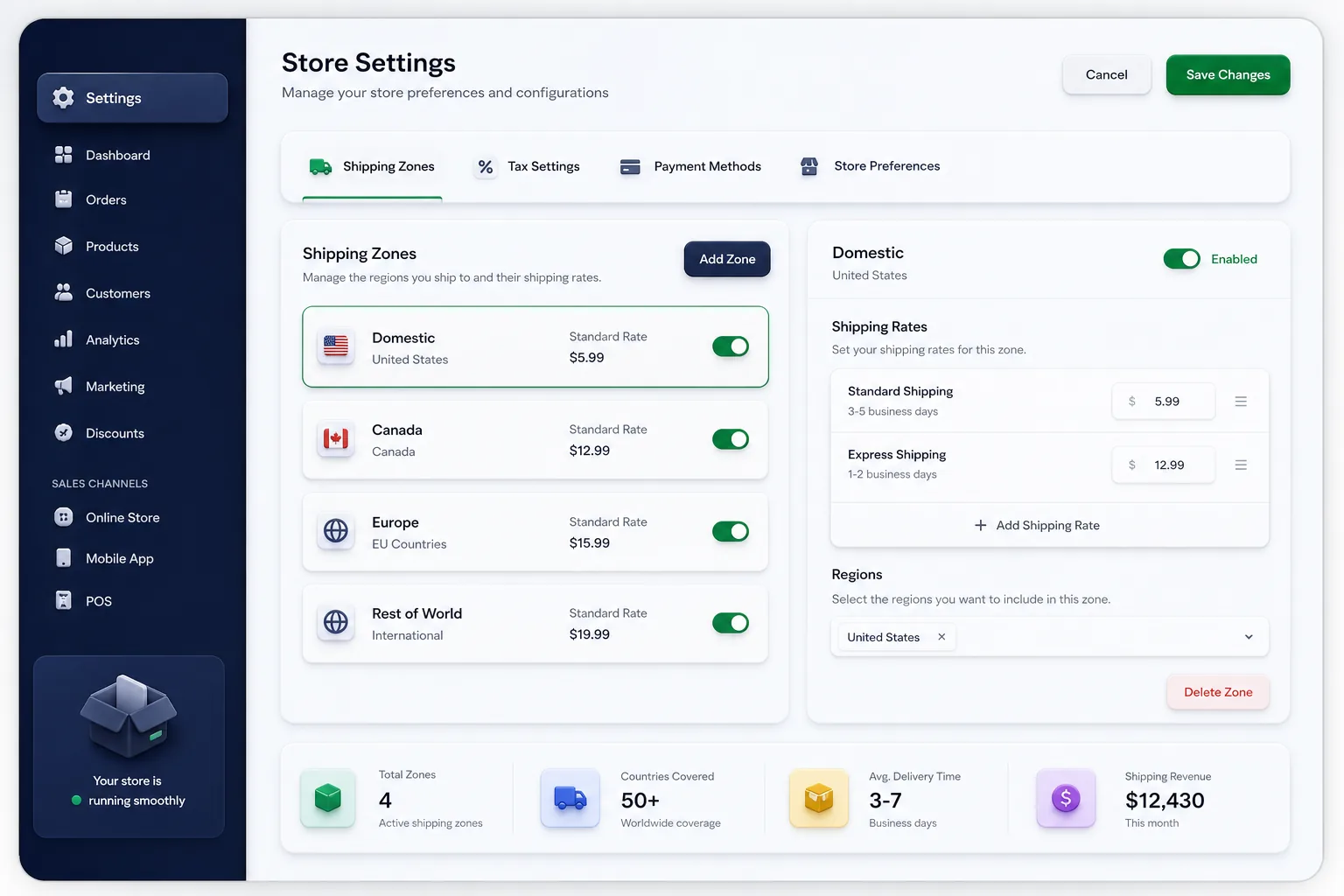 Electronics Store with EMI and Trade-In — settings and configuration