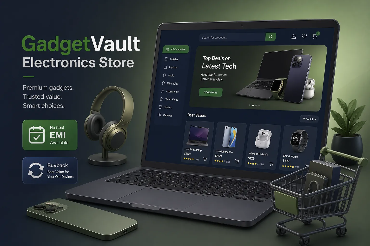 Electronics Store with EMI and Trade-In