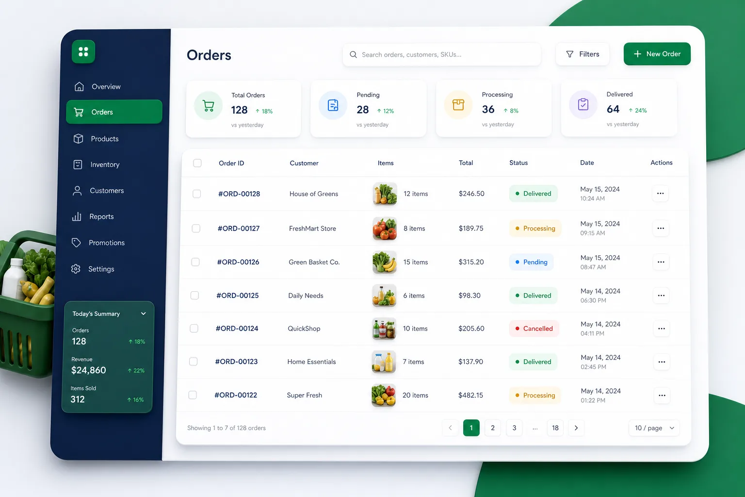 Multi-Store Grocery Marketplace — browse and list view