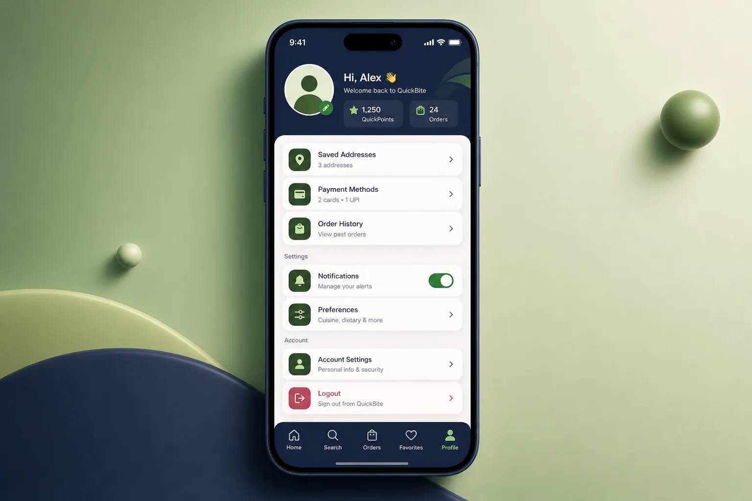 Multi-Platform Food Delivery App — settings and configuration