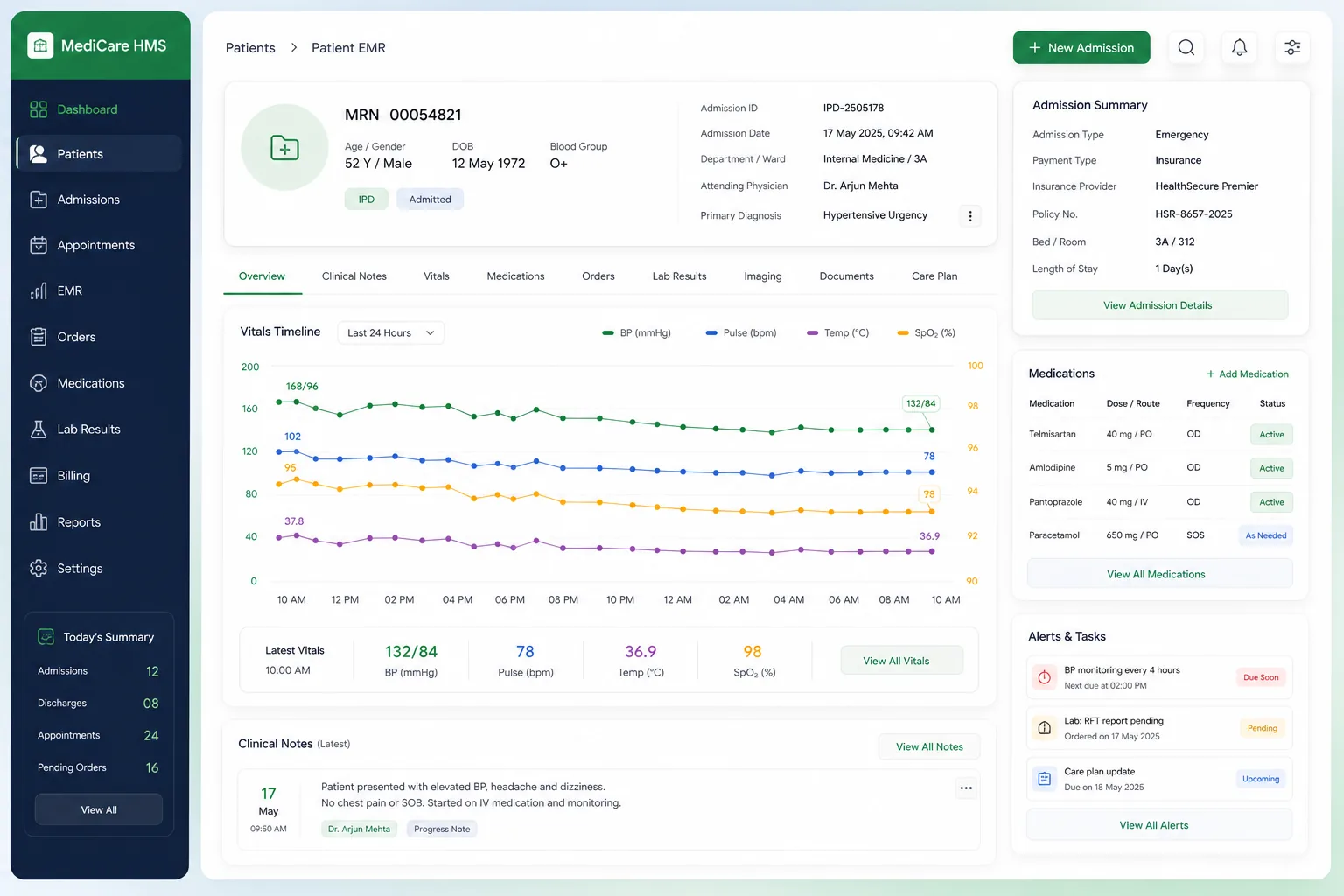 Hospital Management Suite: OPD to Billing — core workflow screen