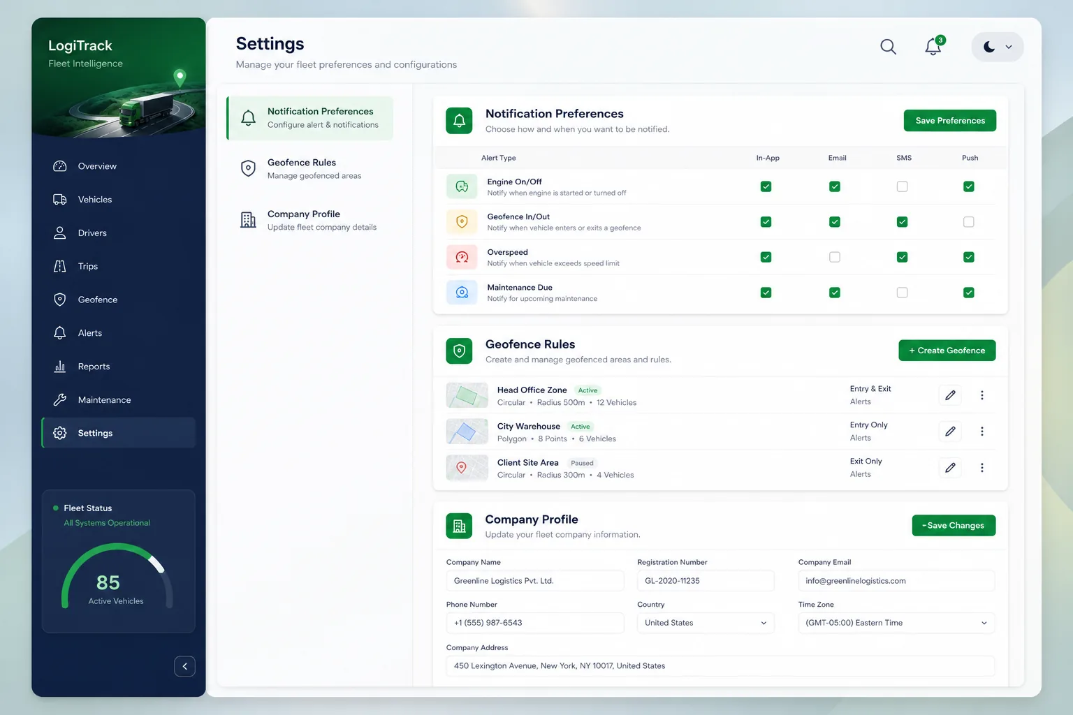 Real-Time Bus Tracking Platform — settings and configuration