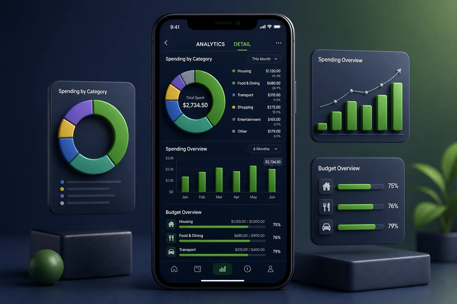 Native Neo-Bank App with Savings Goals — analytics and reporting