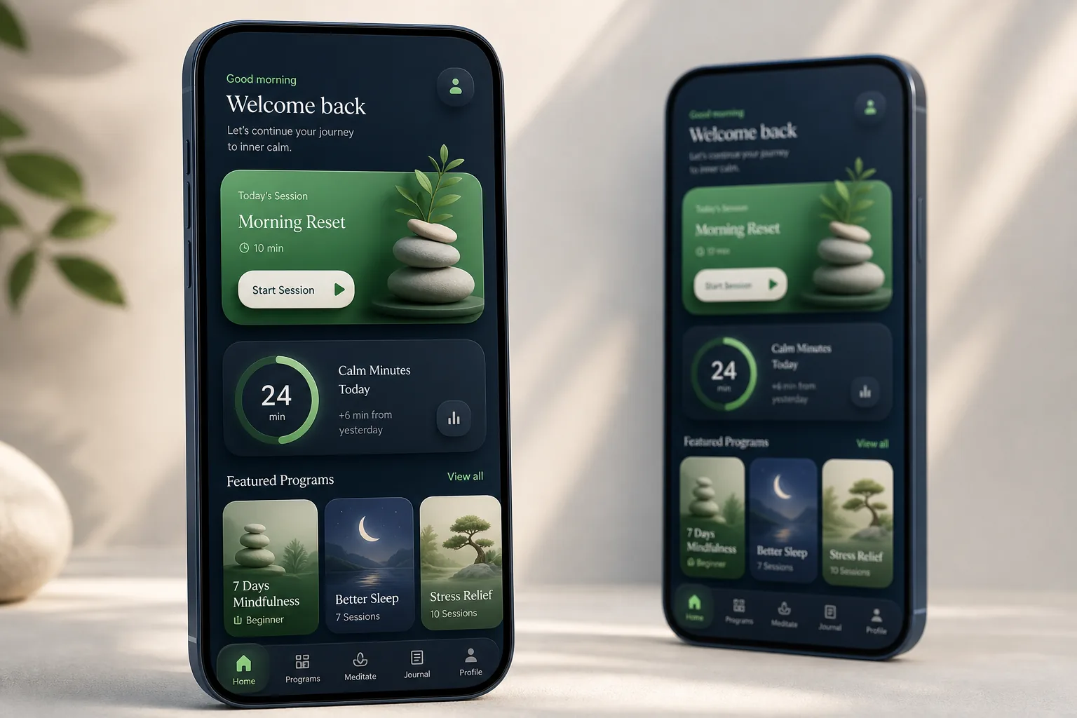 Meditation and Sleep Stories App — dashboard overview