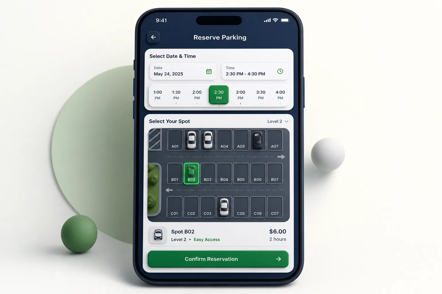 Smart Parking App with ANPR Entry — core workflow screen