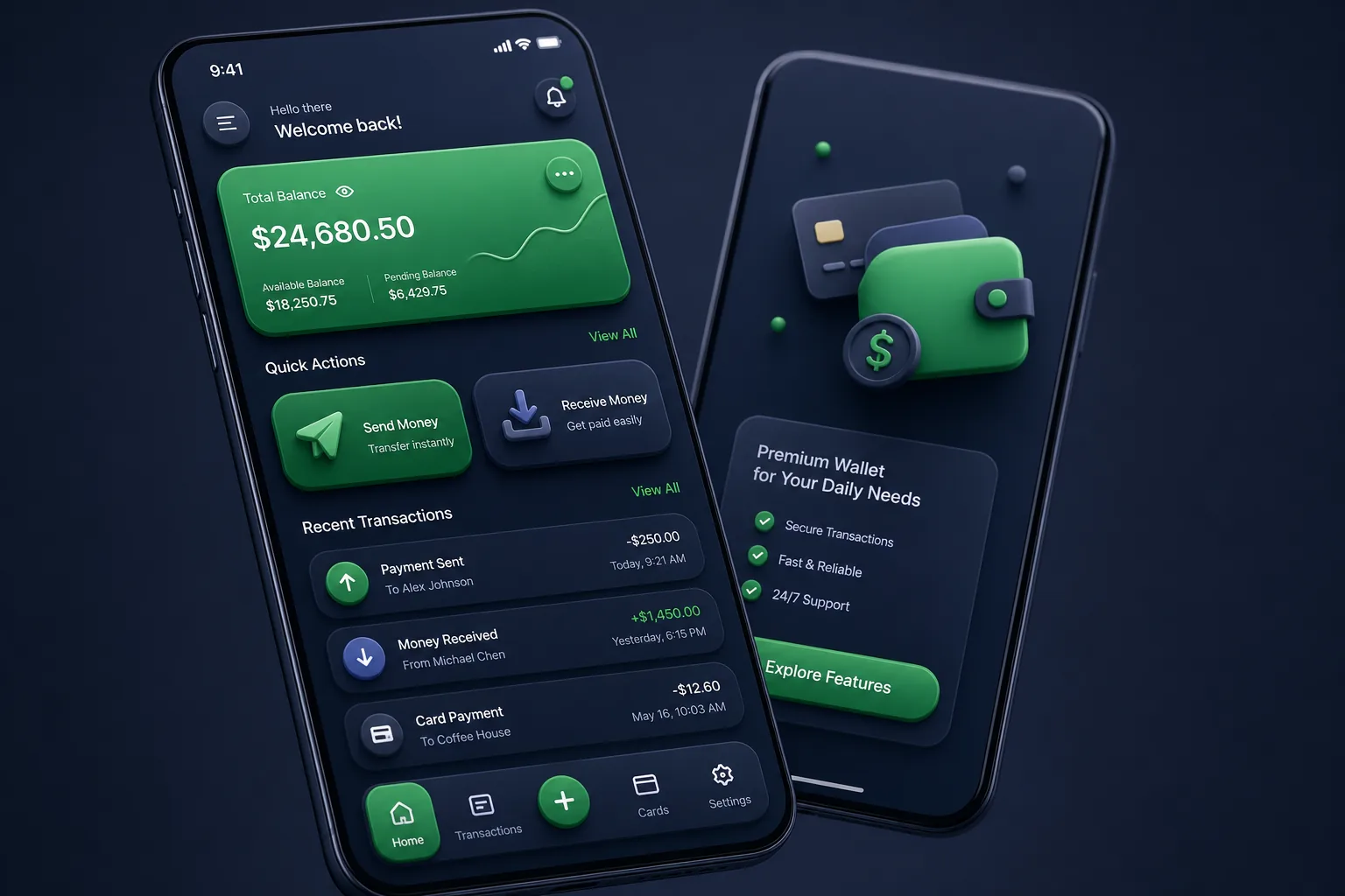 Digital Wallet with QR Pay and Cards — dashboard overview