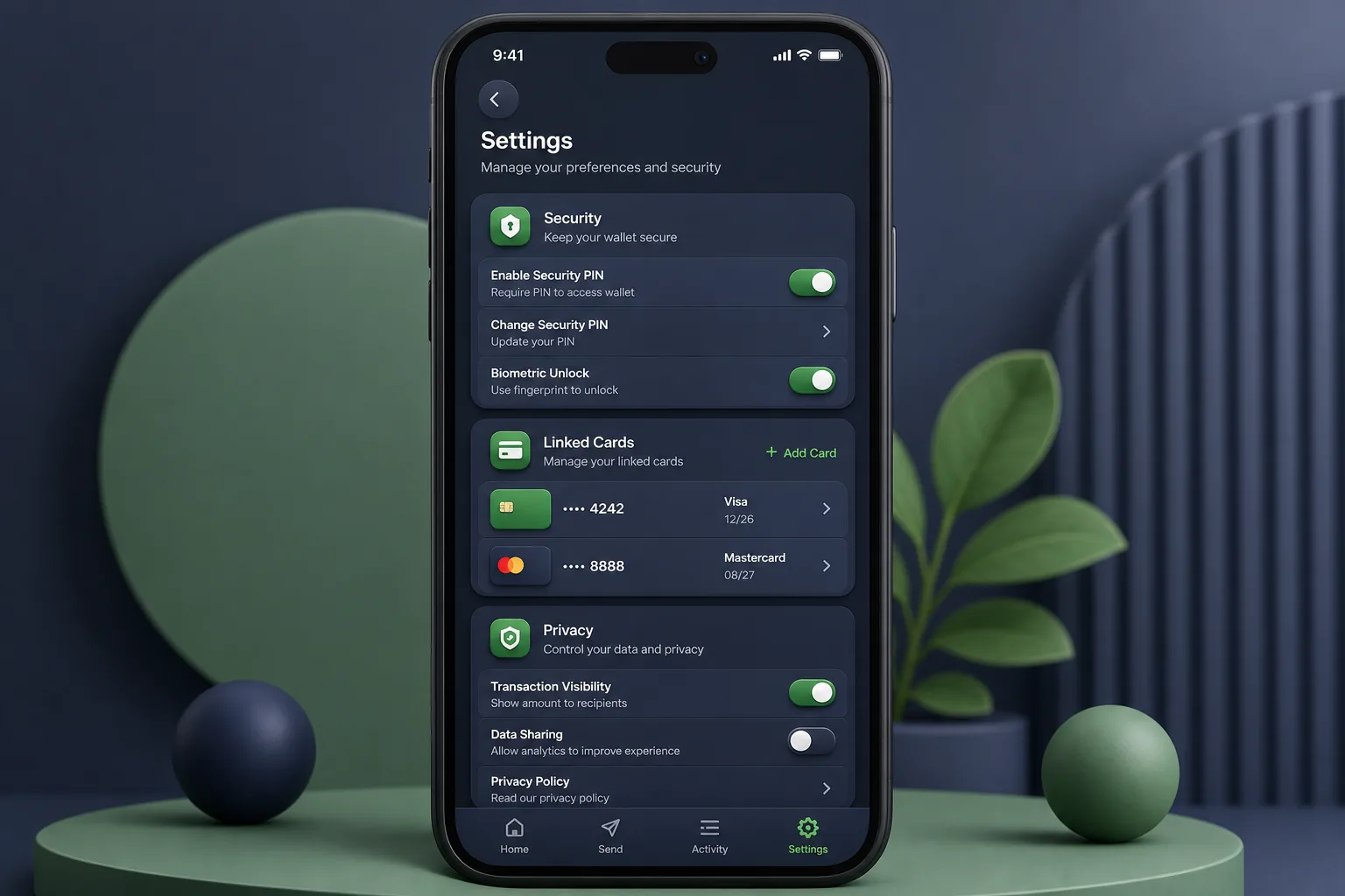 Digital Wallet with QR Pay and Cards — settings and configuration