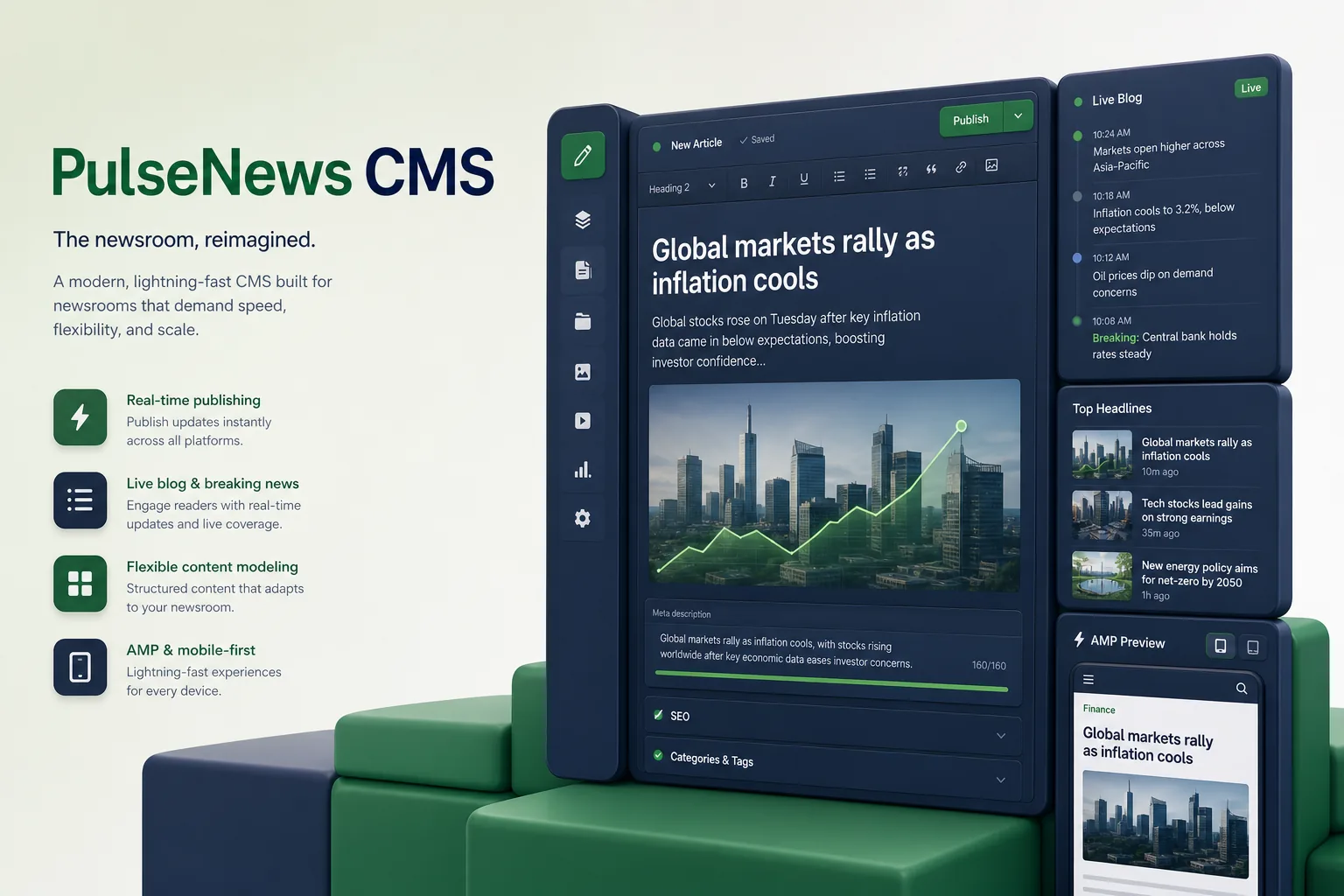Newsroom CMS with Live Blogs and AMP