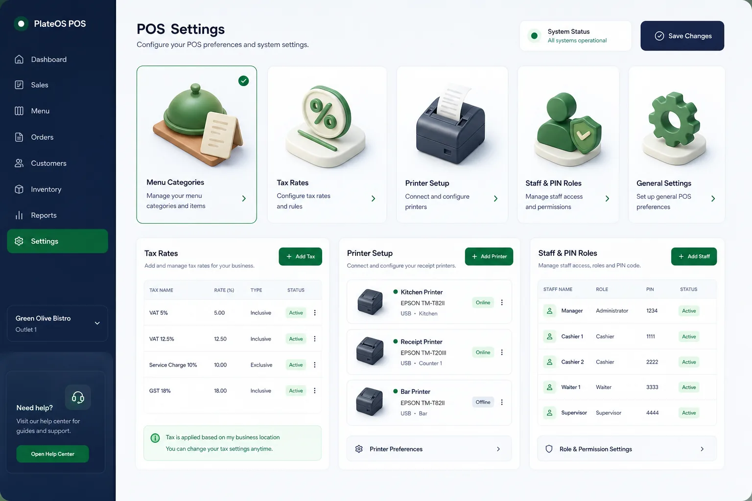 Cloud-Based Retail POS Platform — settings and configuration