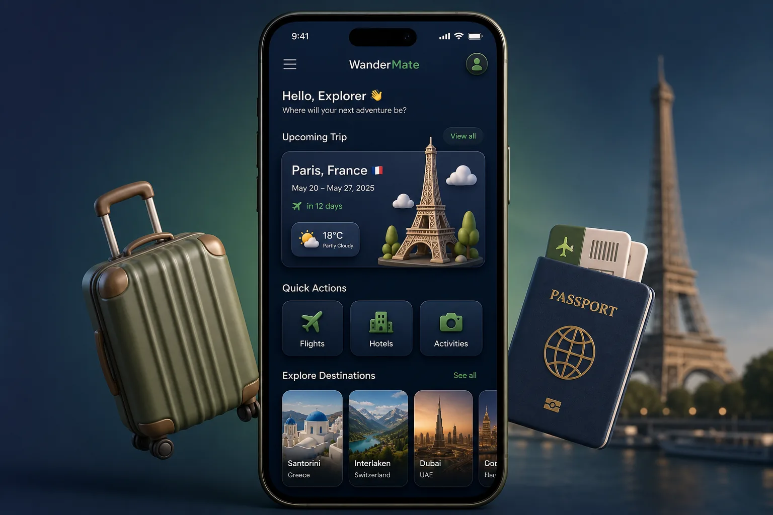 AI Trip Planner with Day-Wise Itineraries — dashboard overview