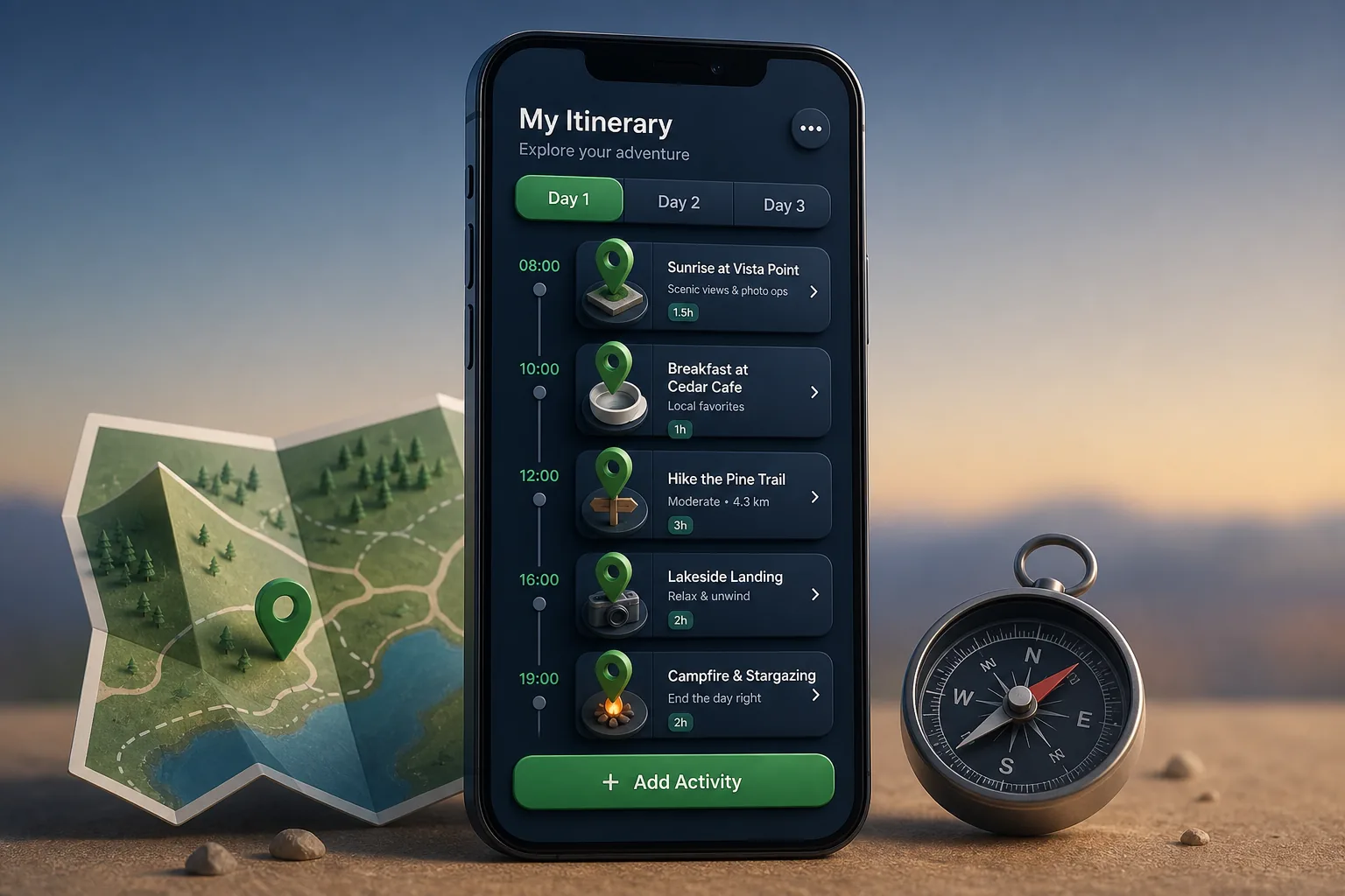 AI Trip Planner with Day-Wise Itineraries — core workflow screen