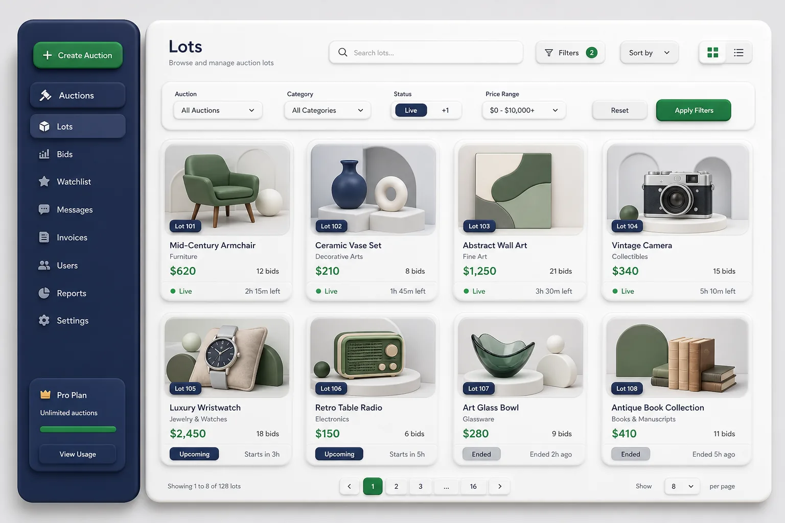 Bid Bear — browse and list view
