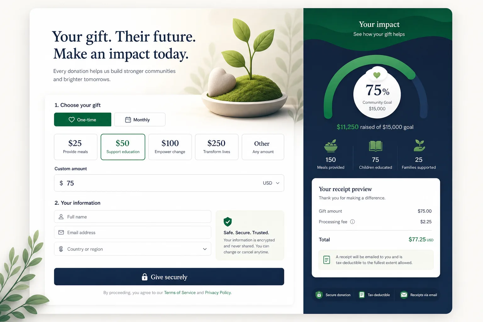 Non-Profit Donation Portal with Receipts — core workflow screen