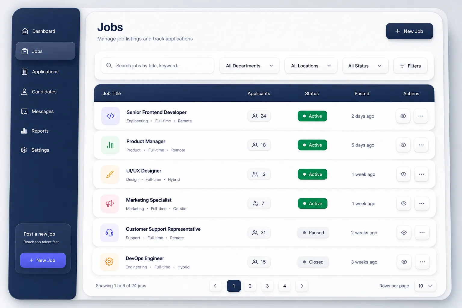 Temper Freelance Marketplace — browse and list view