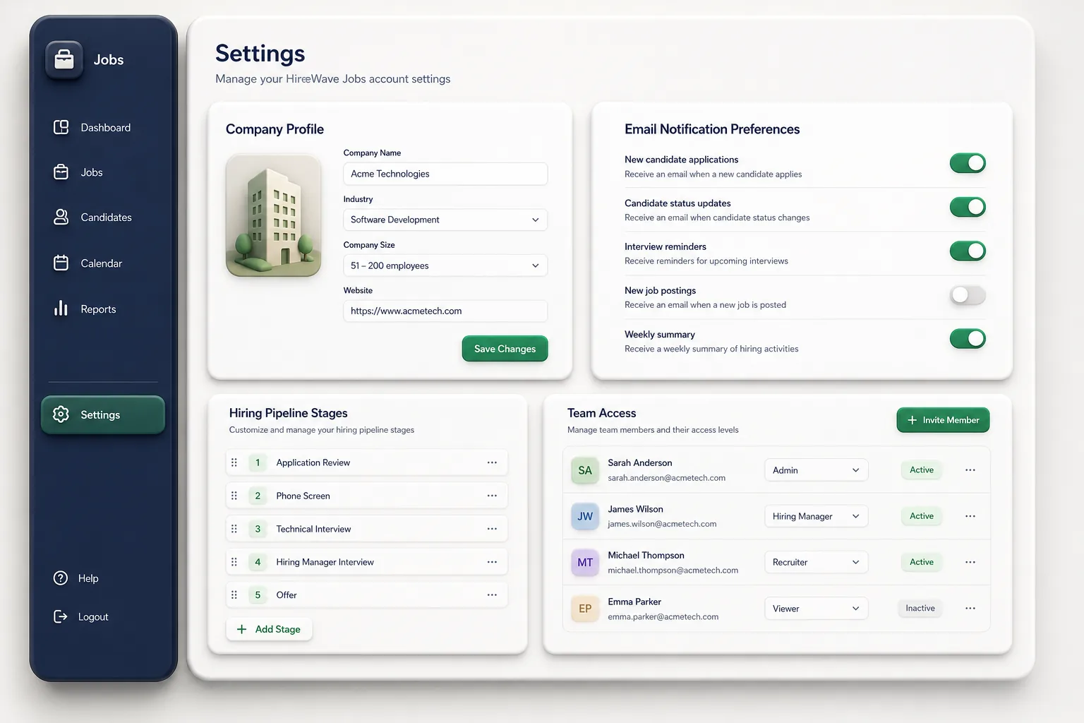Temper Freelance Marketplace — settings and configuration