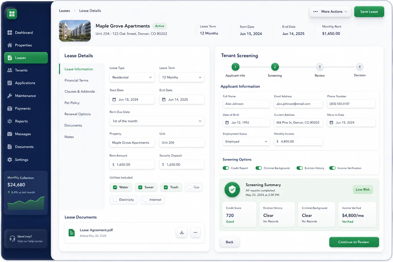 Rental Property Management Platform — core workflow screen