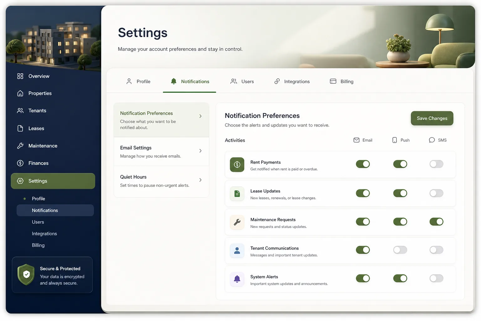 Rental Property Management Platform — settings and configuration