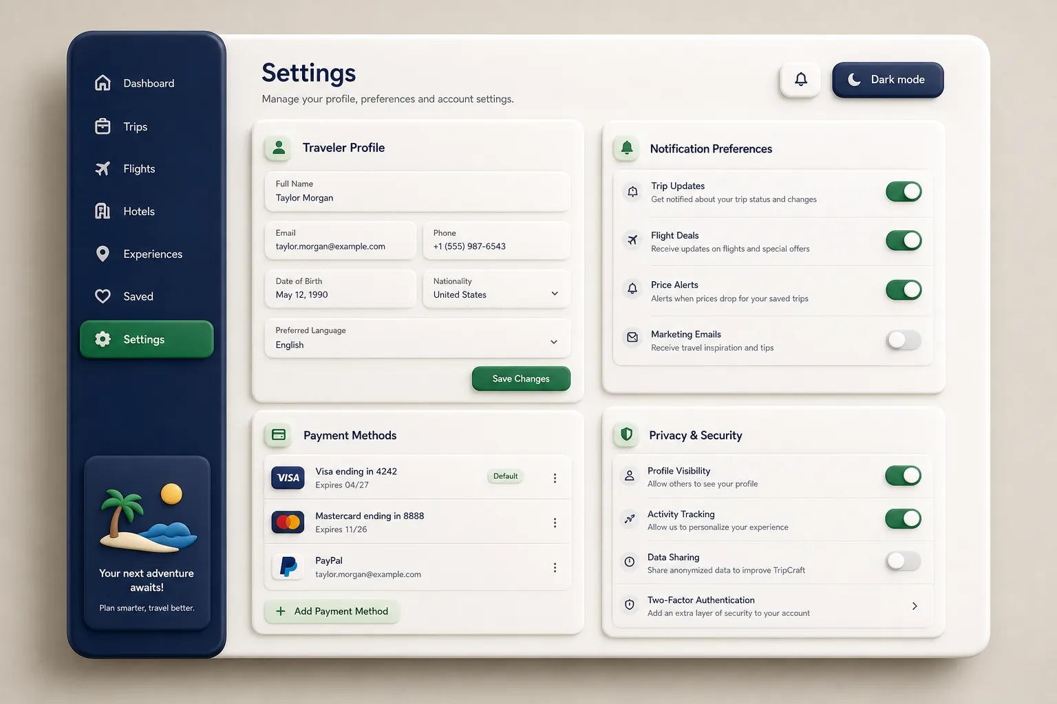 Travel Booking Site with GDS Integration — settings and configuration